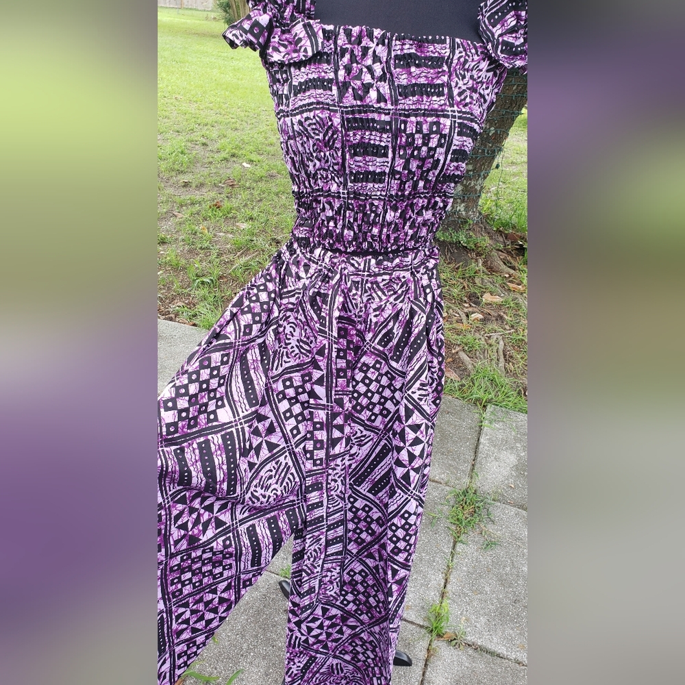 Purple Kampala Batik  Trouser Set